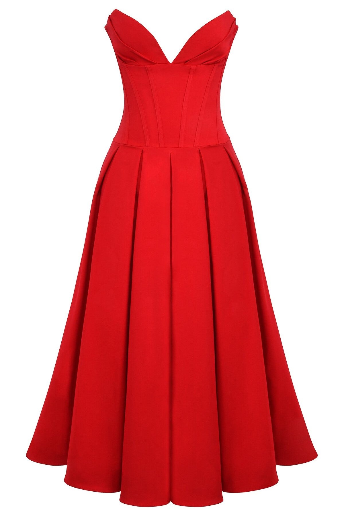 Strapless Sweetheart Neckline Midi Dress