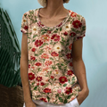 Vintage Lovely Flowers Art Pattern Print Casual Linen Blend Tunic elevenforest