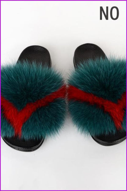 {5-7 Days Wait for Make} New Color Fox Fur Slides F639