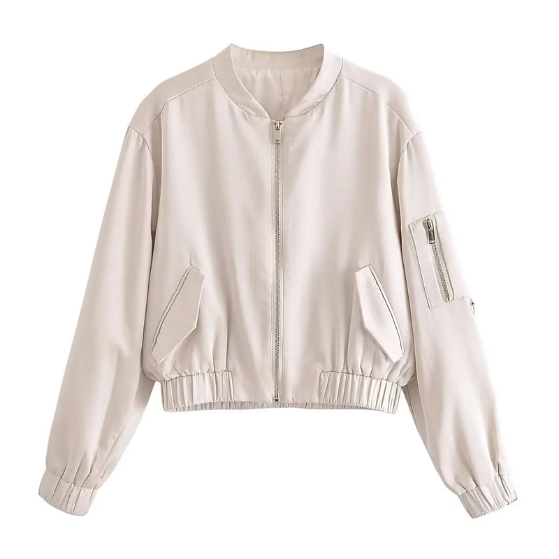 Summer Clothing Stand Collar Long Sleeve Bomber Jacket Working Pants Set – Stylish Outfit for