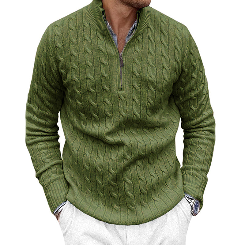 Men's Solid Color Knitted Zipper Sweater elevenforest