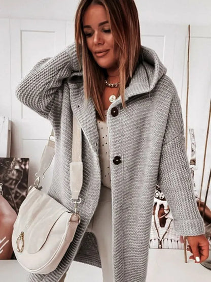 ’s Loose Hooded Sweater Cardigan Sweater