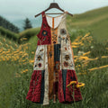 Insect Bee Wildflower Floral Embroidery Art Linen Tank Dress elevenforest