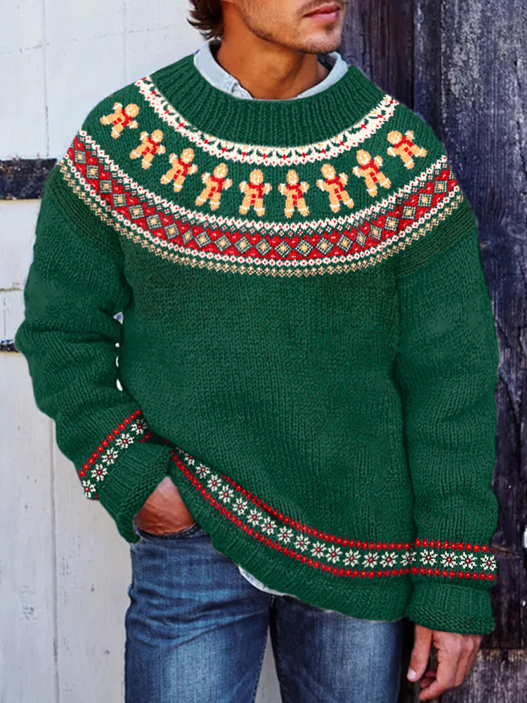 Christmas Gingerbread Pattern Cozy Knit Sweater elevenforest