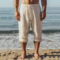 Men's Casual Striped Cotton And Linen Pocket Casual Pants elevenforest