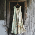 Women's Vintage Floral Art Cotton And Linen Sleeveless Dress elevenforest