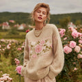 Women's Vintage Pink Rose Cozy Sweatshirt elevenforest