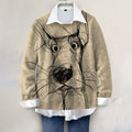 Comstylish Cute Dog Hand Painted Art Print Knit Pullover Sweater