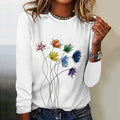 Comstylish Daisy Print Long Sleeve Casual T-shirt