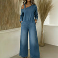 Women's Casual Solid Color Denim Pocket Comfortable Jumpsuit elevenforest