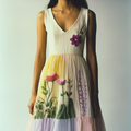 Women's Vintage Flower Embroidery Art Print Cotton And Linen Sleeveless Dress