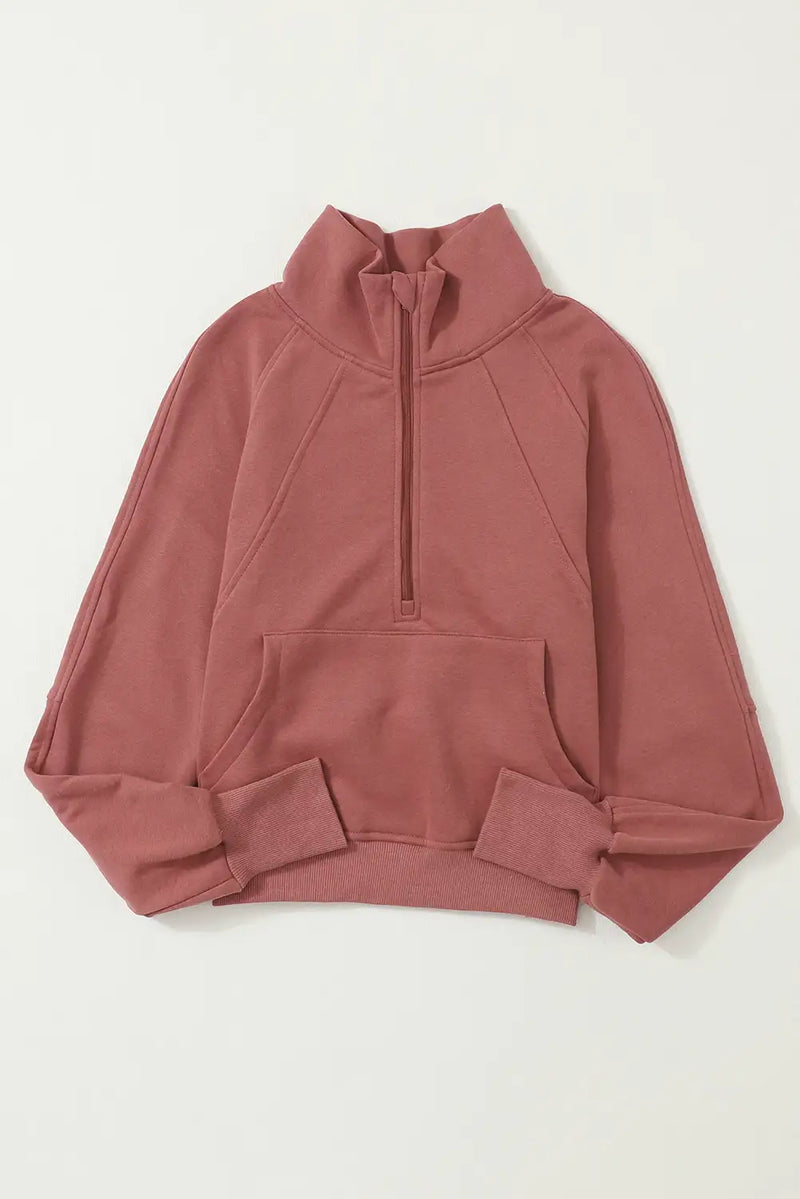 Brown Ribbed Sleeve Sweatshirt