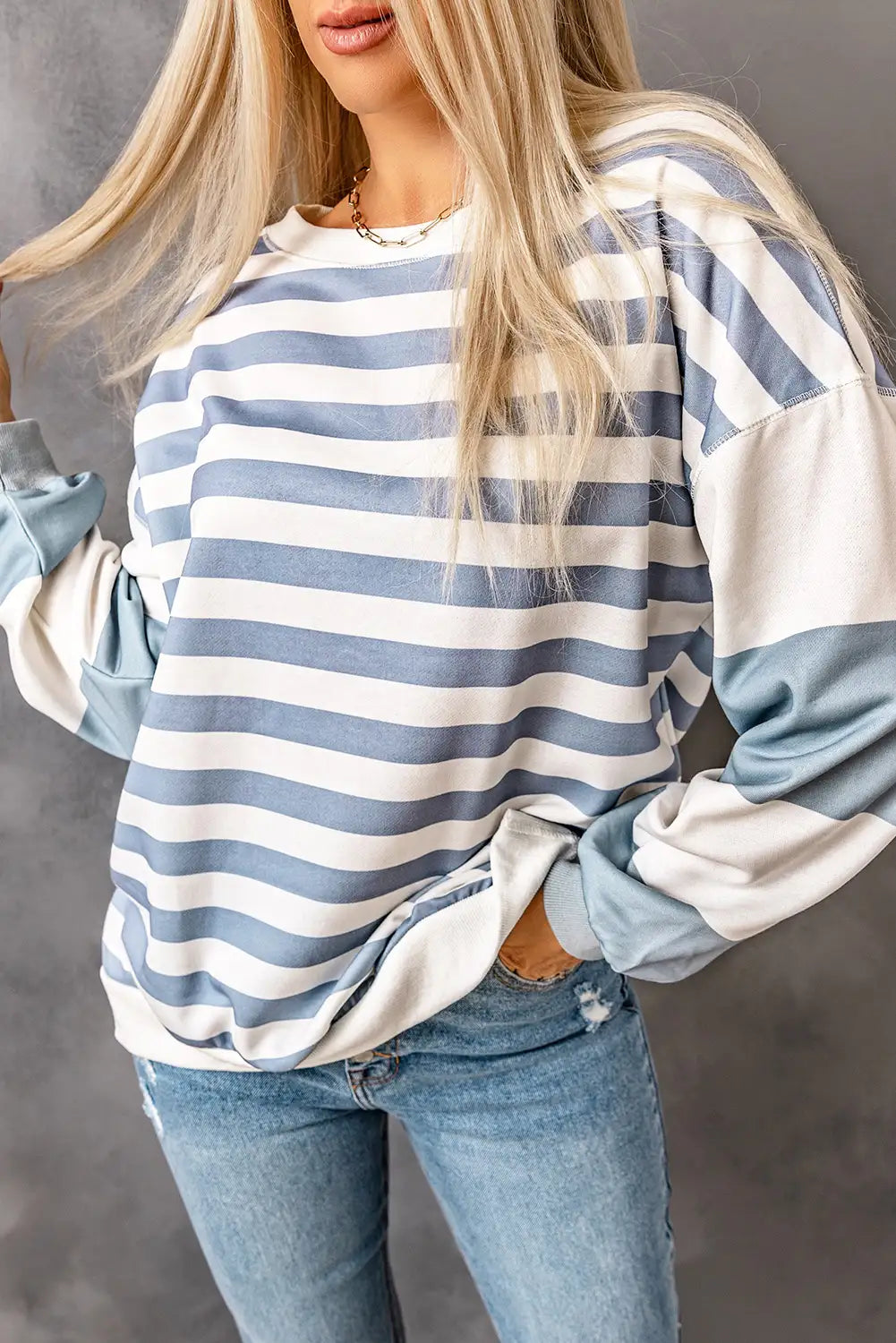 Striped Drop Shoulder Sweatshirt