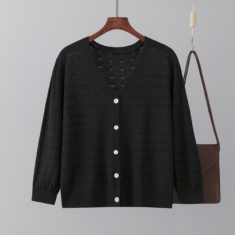 Ice Silk Knitted Cardigan Summer Matching Skirt Anti Loose Shawl Air Conditioning Shirt Outer Wear Thin Coat Top