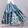 Vintage Floral Gradient Patchwork Art Flowy Wide Skirt elevenforest