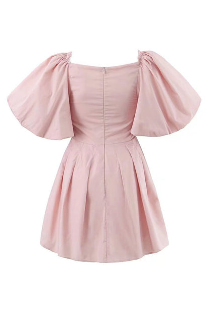 Lydia Puff-sleeve Knot Mini Dress