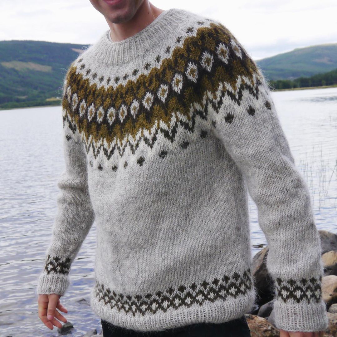 Men's Fairman Vintage Island Knit Jacquard Crew Neck Sweater elevenforest
