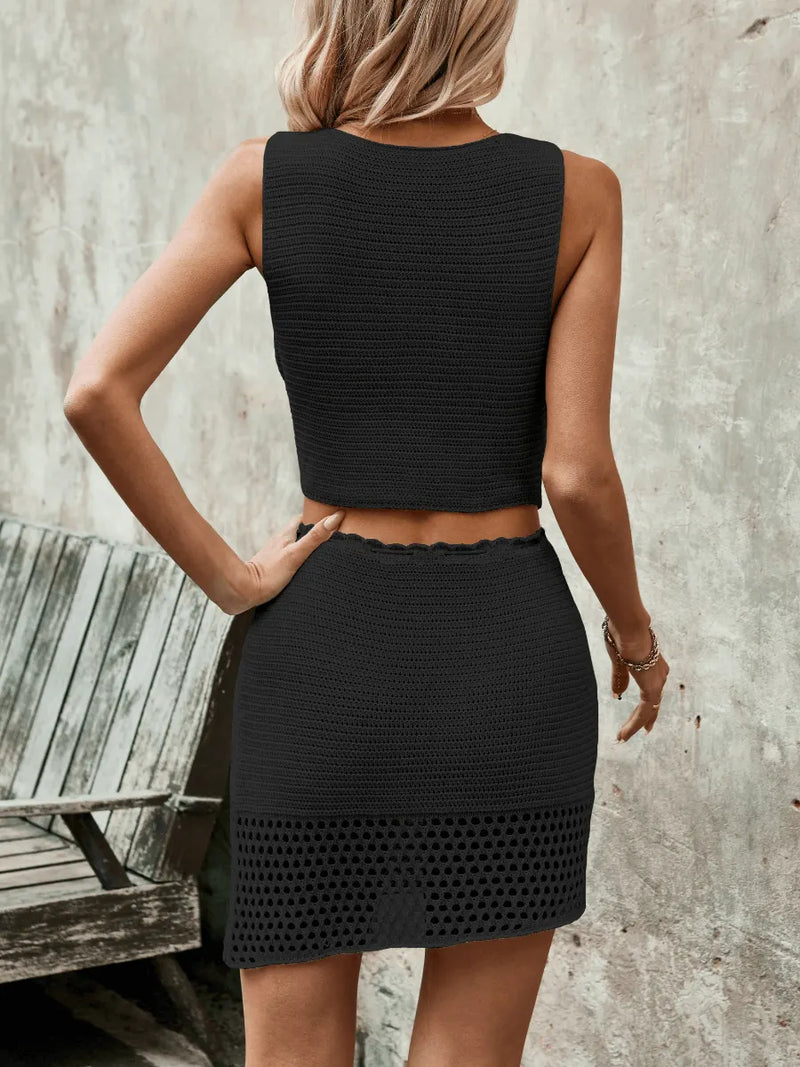 Balvin Crochet Knit Matching Set - Black