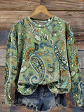 Comstylish Paisley Pattern Art Print Casual Sweatshirt