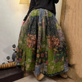 Women's Vintage Floral Patchwork Art Pattern Cotton Skirt elevenforest