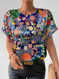 Comstylish Abstract Japanese Botanical Art Casual T Shirt