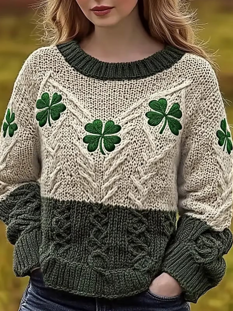 Women's Retro St. Patrick's Day Knitted Sweater elevenforest