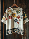 Vintage Ethnic Lace Floral Linen Men's T-shirt elevenforest