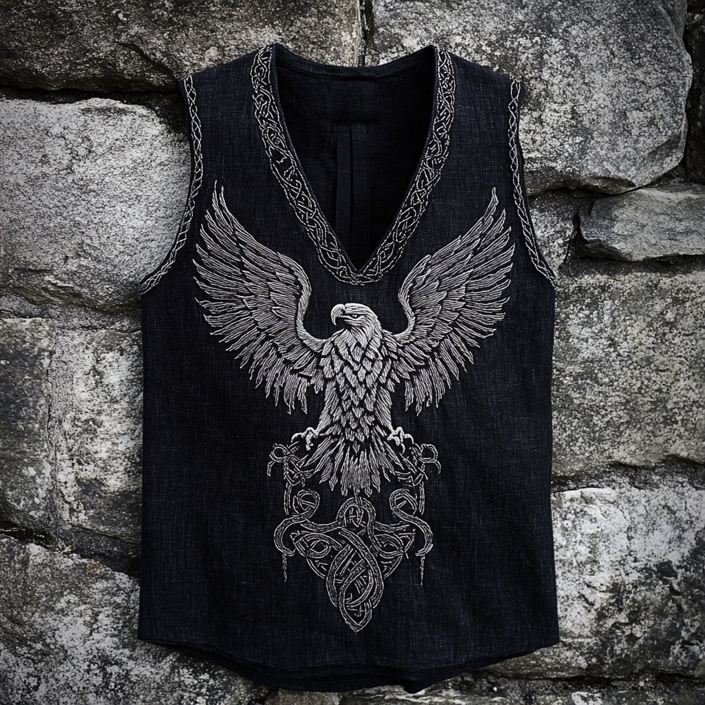 Men's Eagle Totem Celtic Knot V Neck Vest elevenforest