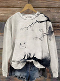 Comstylish Japanese Fox Art Pattern Women's Casual Sweatshirt