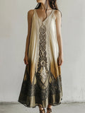 Vintage Celtic Knot Gradient Lace Linen Tank Dress elevenforest