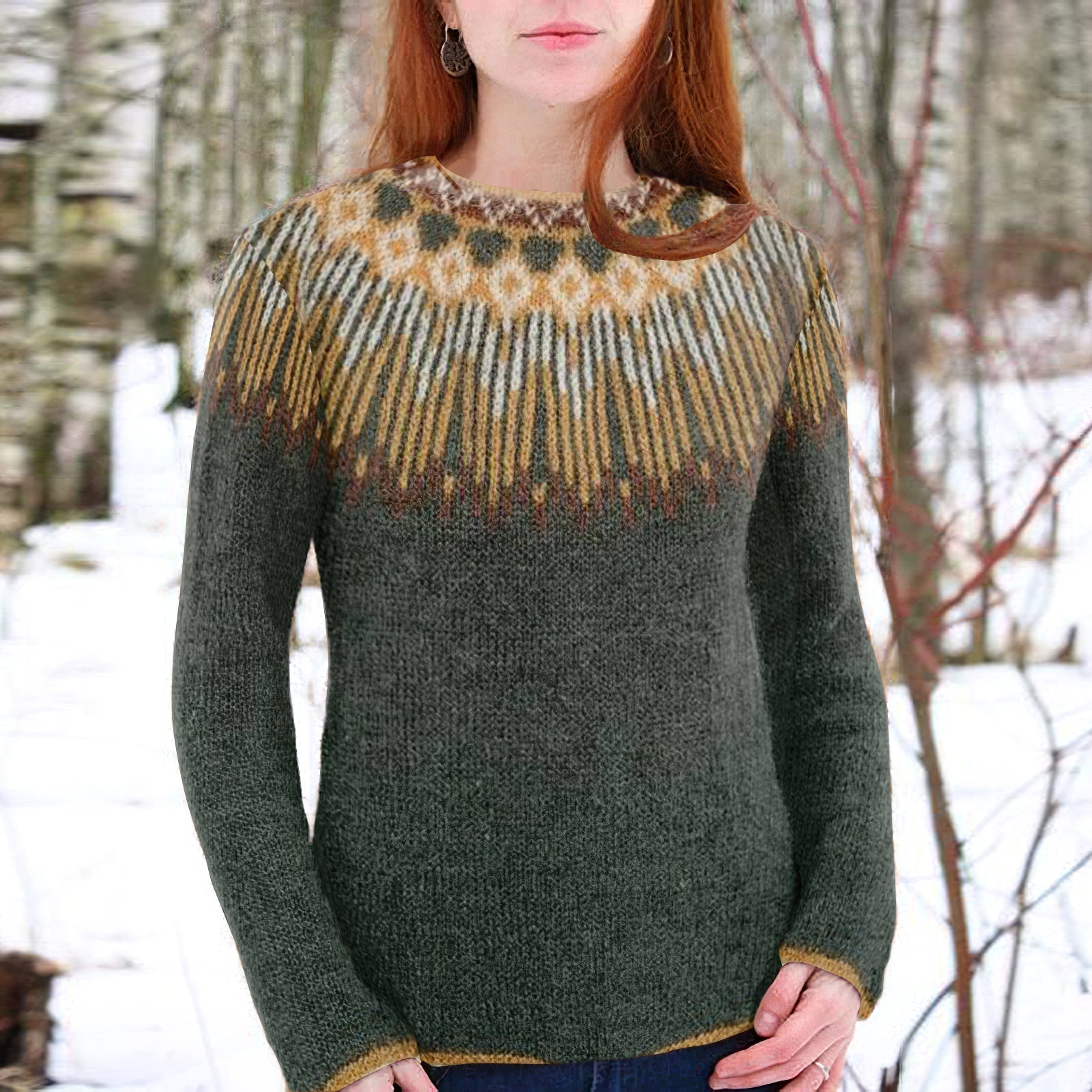 Vintage Fairman Island Print Crew Neck Sweater elevenforest