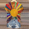 Women's Vintage Floral Art Print V-neck Casual T-Shirt