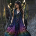 Viking Celtic Art Gradient Linen Tank Dress elevenforest