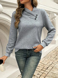 Women's Casual New Arrival Button Texture Design Hoodie 