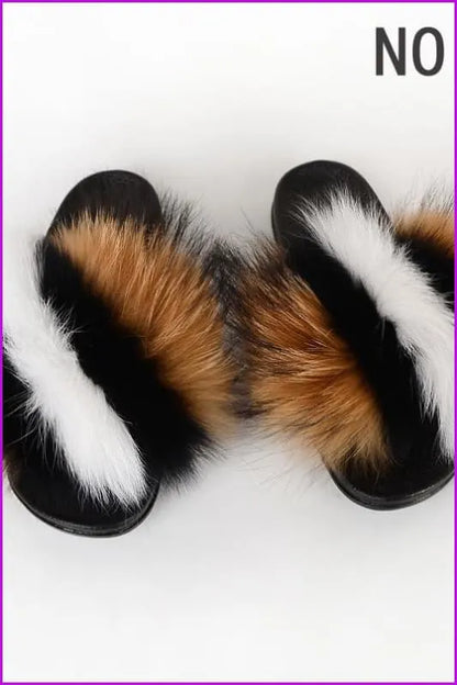 {5-7 Days Wait for Make} New Color Fox Fur Slides F639