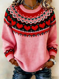 Comstylish Women's Casual Valentine's Day Heart Print Sweatshirt