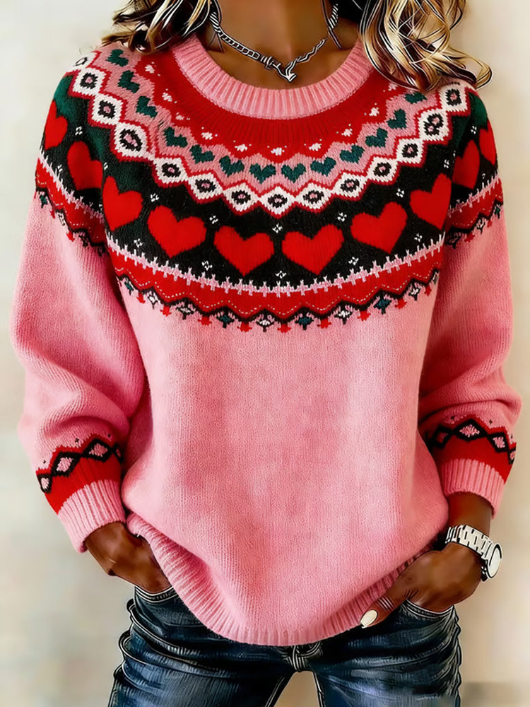 Comstylish Women's Casual Valentine's Day Heart Print Sweatshirt