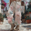 Bohemian Marine Jellyfish Shell Sequin Loose Linen Trousers elevenforest