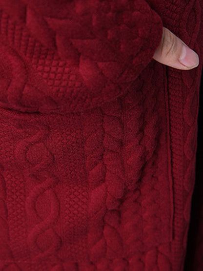 Red&black Knitting Loose Cardigan Outerwear
