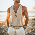 Men's Casual Fashion Solid Color Cotton And Linen Basic Vest elevenforest