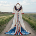 Women's Bald Eagle And Tribal Pattern Cotton And Linen Dress elevenforest
