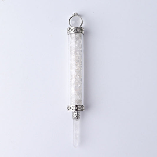 5 Inch Crystal Pendant Filled With Healing Chips
