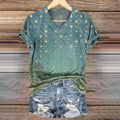 Women's Starry Night Woods Art Print V-Neck T-Shirt