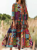 Women's Art Floral Hippie Print Dress