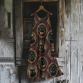 Women's Vintage Cat Bow Pattern Cotton And Linen Dress
