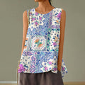 Women's Vintage Paisley Floral Art Cotton And Linen Tank Top elevenforest