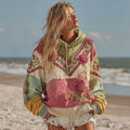 Vintage Rose Floral Embroidery Patchwork Art Comfy Hoodie elevenforest