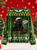 Naughty Black Cat Christmas Ugly Flannel Sweater elevenforest