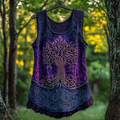 Boho Viking Tribal Celtic Knot Life Of Tree Patchwork Art Sleeveless Tank Top elevenforest