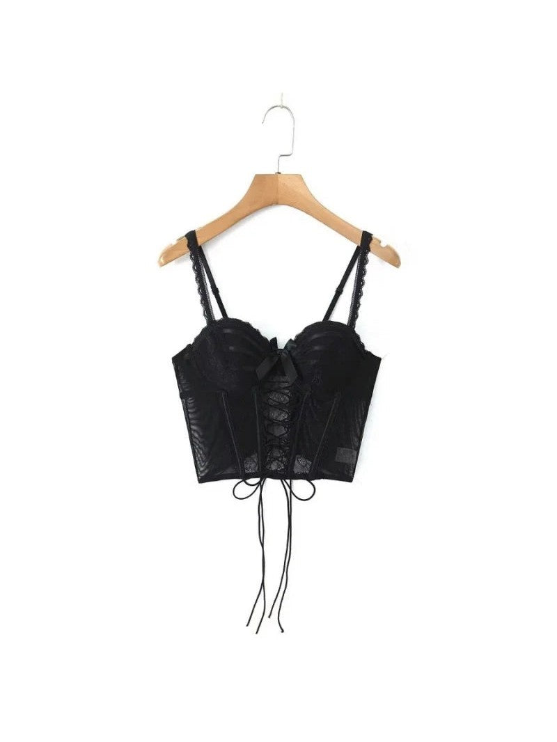 Lace Camisole Tie Up Tank Top